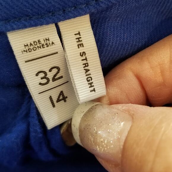 Ann Taylor LOFT Blue Denim Jeans 5 Pocket Straight Leg Size 14 - Picture 6 of 8